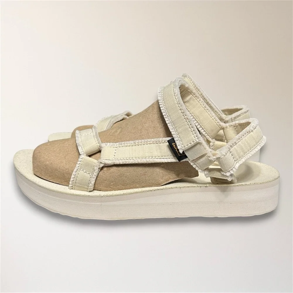 Teva Midform Universal Chunky Platform Slingback Sandals Womens 10 Ivory Travel‎